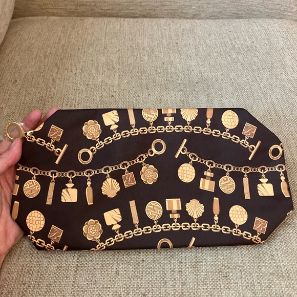 Estée Lauder brown and gold charm bracelet design bag - Picture 2 of 4